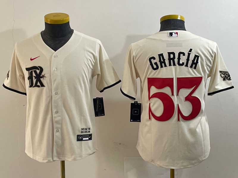 Womens Texas Rangers #53 Adolis Garcia Cream 2023 City Connect Cool Base Stitched Jersey